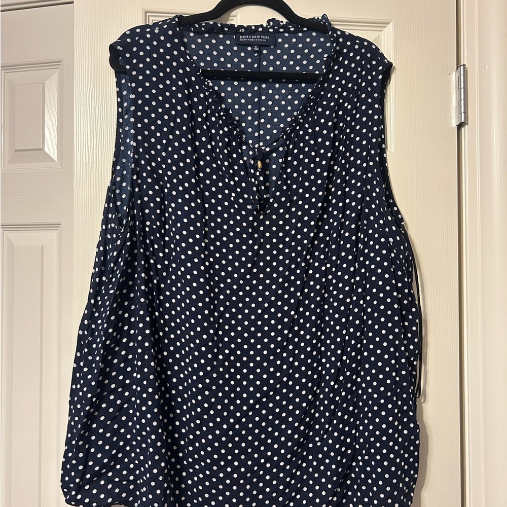 Navy Polka Dot Sleeveless Top